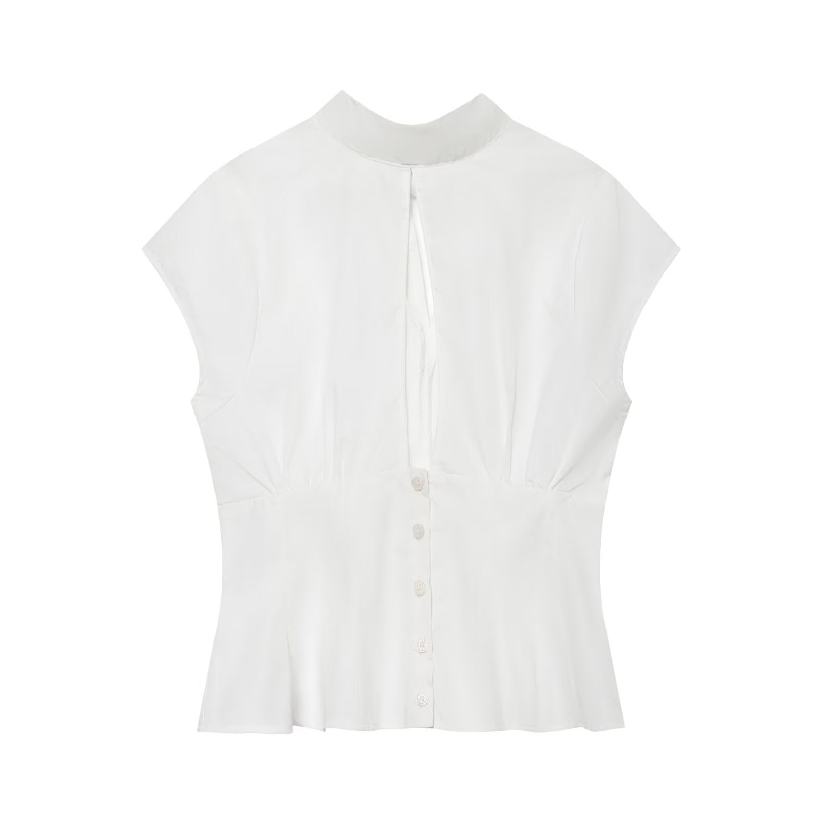 Women's bow decorated Split poplin top