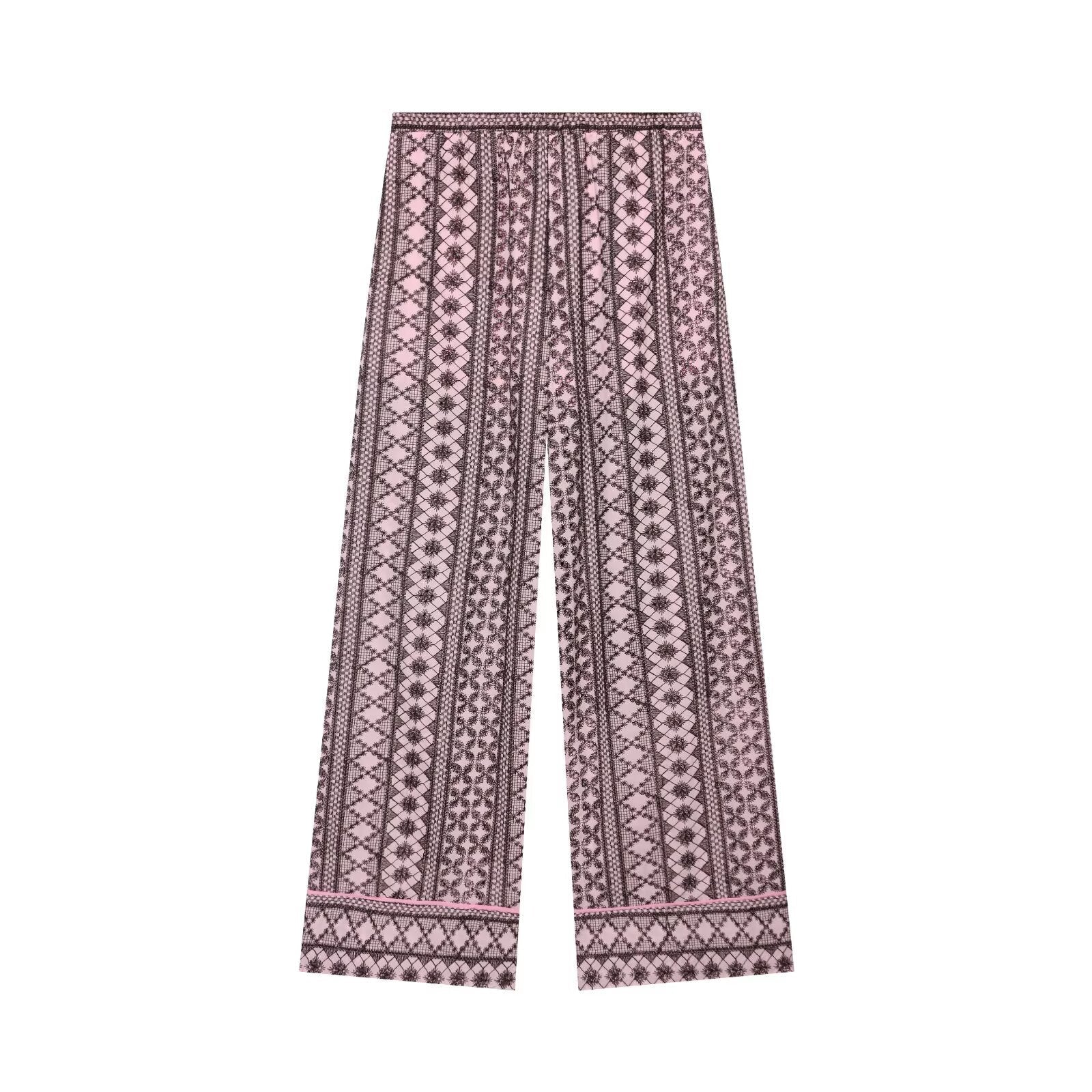 suit Women's 2 pieces hollowed out embroidered wide leg pants+top