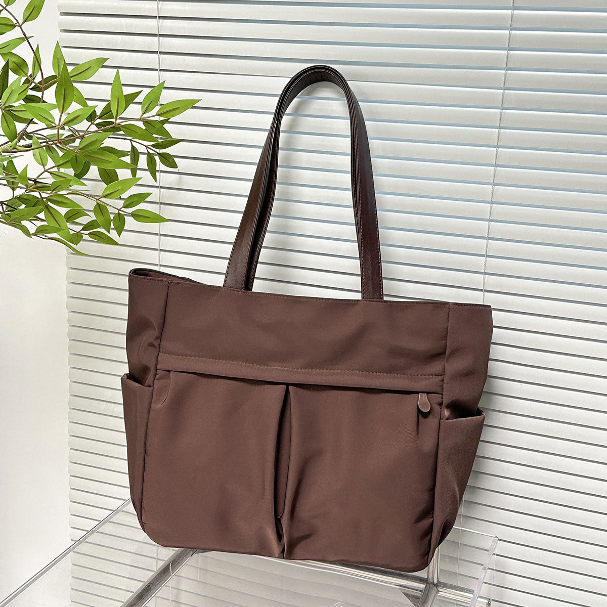 #119 women's new canvas shoulder bag retro texture solid color handbag