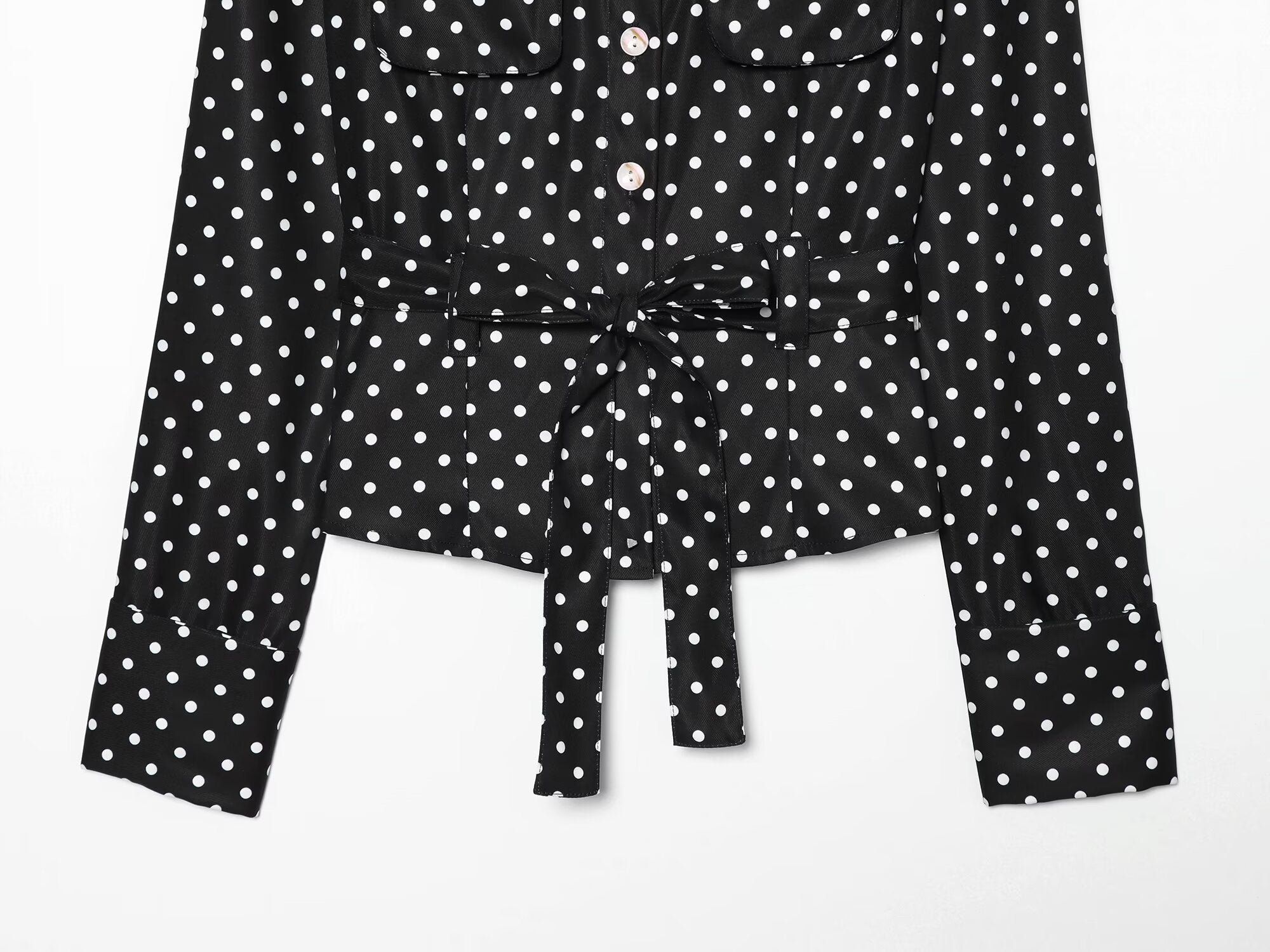 suit Women's 2 pieces With Belt polka dot shirt style Coat+Pants