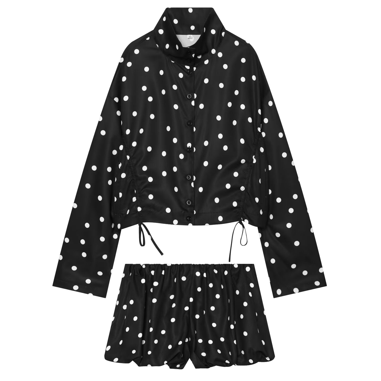 suit Women's 2 pieces lace up decorative polka dot Coat+shorts