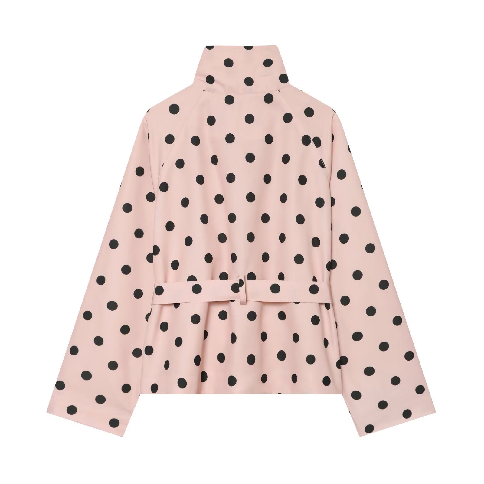Women's With Belt stand collar polka dot trench coat